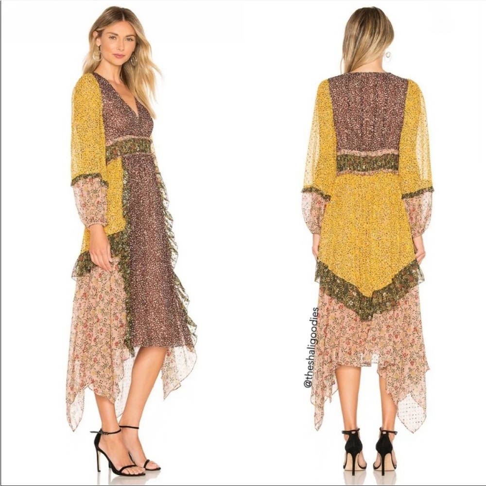 Ulla Johnson Primrose Ditsy Floral Boho Layered Silk Dress